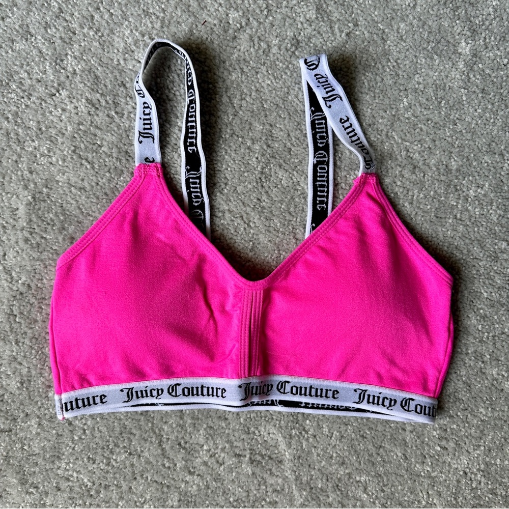 Juicy Couture Hot Pink Bralette with Juicy Logo on Band